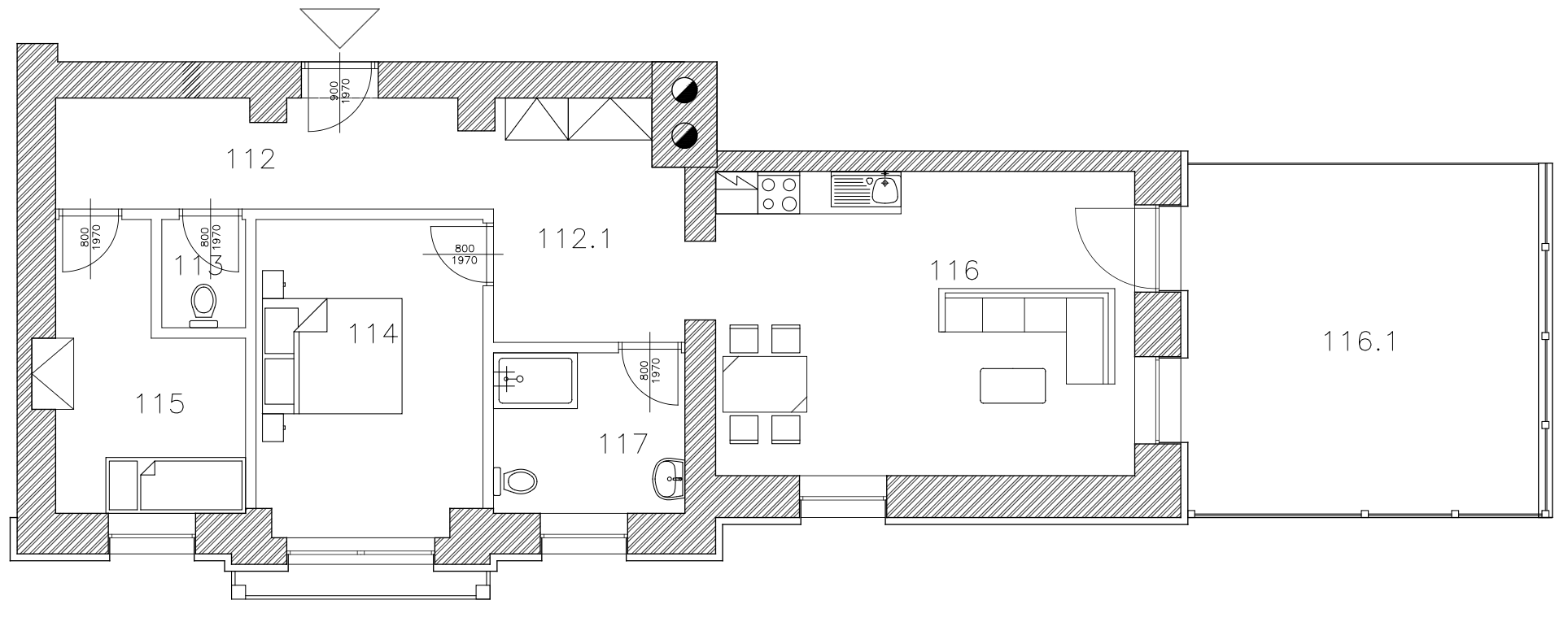 Půdorys apartmánu B