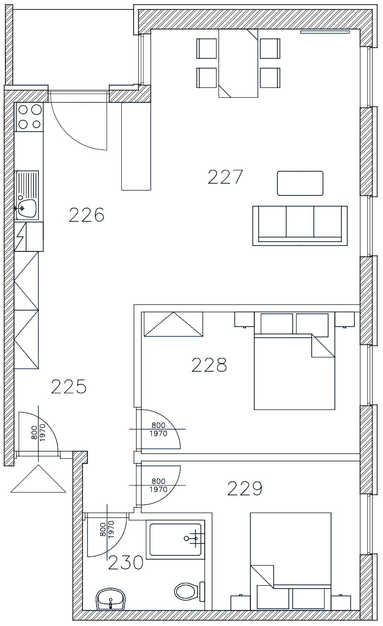 Půdorys apartmánu K