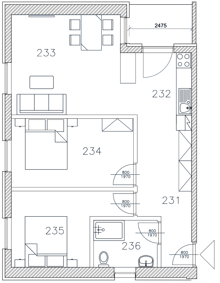 Půdorys apartmánu L