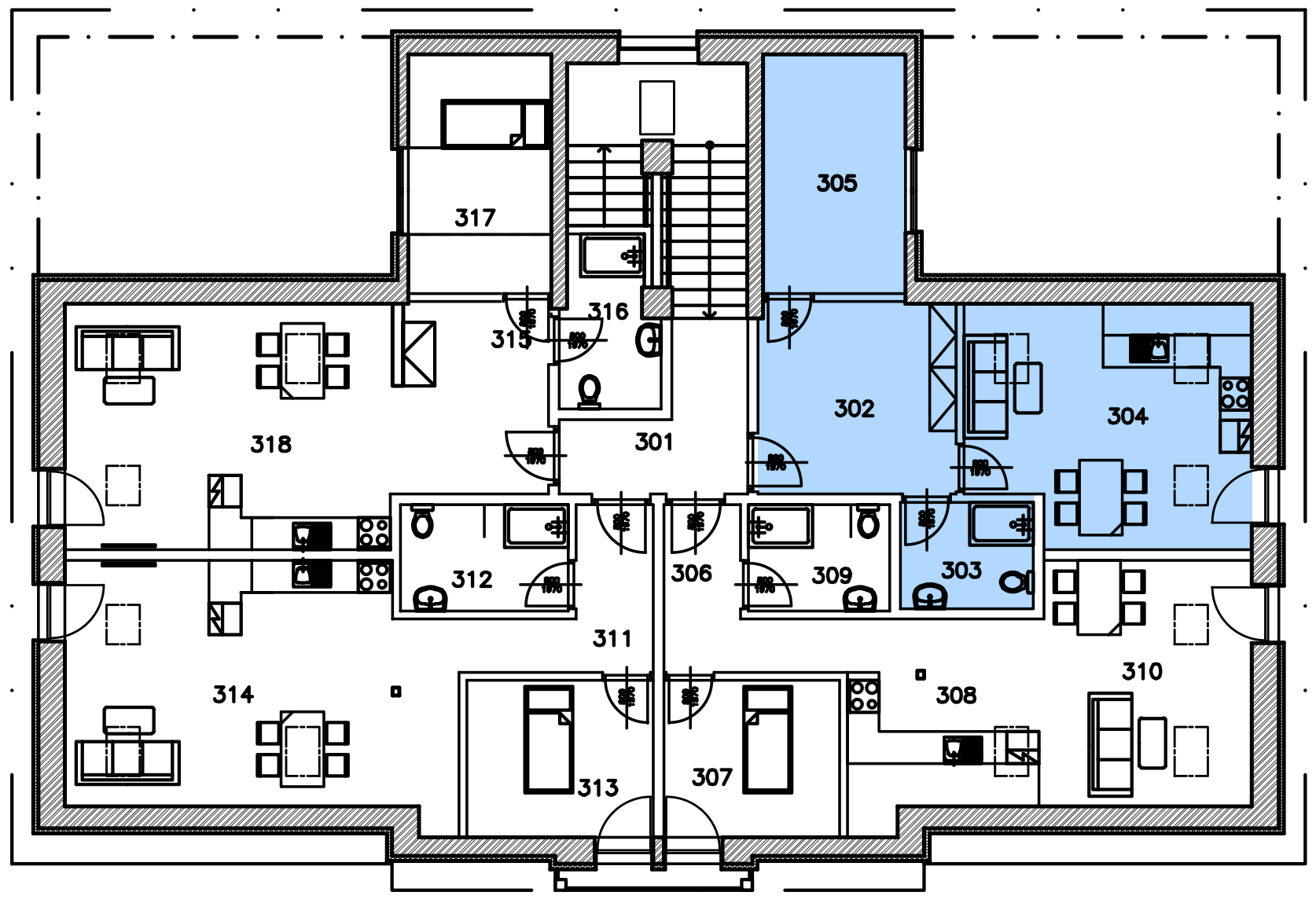 Umístění v patře · Apartmán M