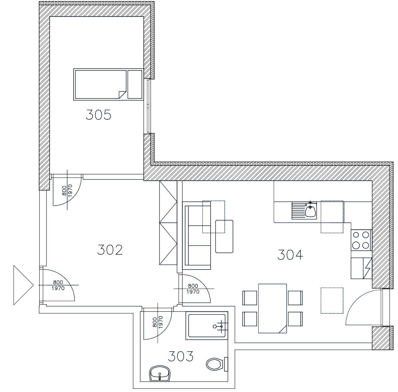 Půdorys apartmánu M
