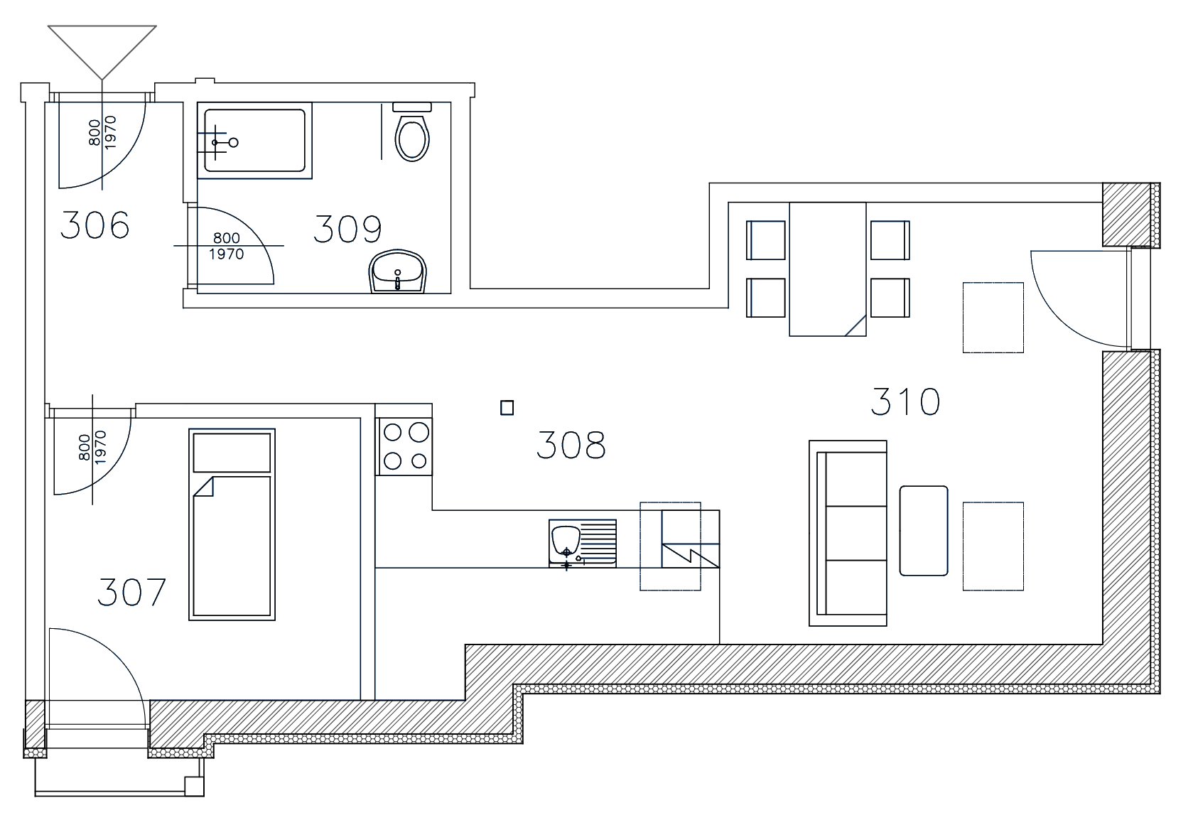 Půdorys apartmánu N