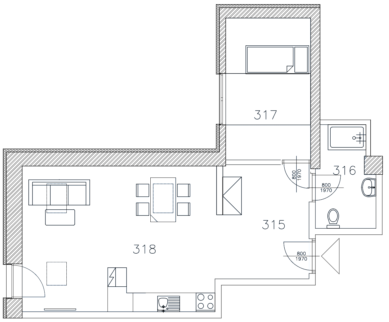 Půdorys apartmánu P