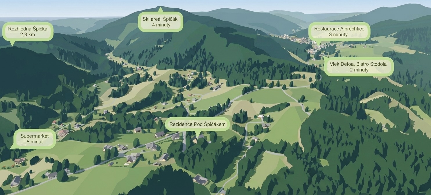 Mapa okolí – dostupnost autem