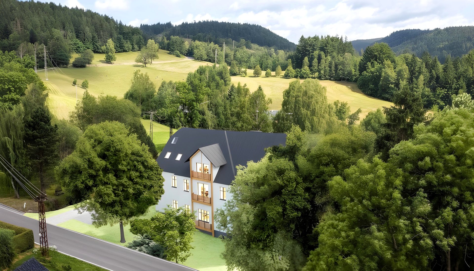 Jižní pohled na rezidenci